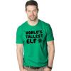 World’s Tallest Elf T Shirt Funny Sarcastic Christmas Tee for Holiday Party(Green)