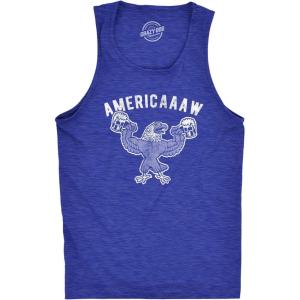 Americaaaw Mens Fitness Tank Funny 4th of July Merica Bald Eagle Beer Drinking Graphic Party Shirt(Heather Royal)