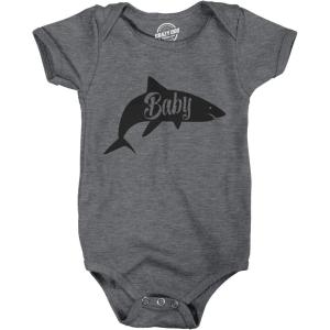 Crazy Dog T-shirts Creeper Baby Shark Cute Baby Funny Shirt for Newborn Shower Graphic Infant Tee(Dark Heather Grey)