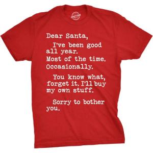Mens Dear Santa Ill Buy My Own Stuff T Shirt Funny Sarcastic Tee(Red)