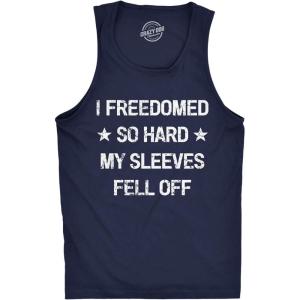 Mens Fitness Tank I Freedomed So Hard My Sleeves Fell Off Tank Funny 4th of July Sleeveless(Navy)
