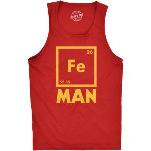 Mens Fitness Tank Iron Science Tanktop Cool Novelty Funny Nerdy Graphic Print T Shirt(Red)