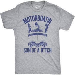 Mens Motorboatin Son of A Bitch T Shirt Funny Nautical Movie Quote Tee(Light Heather Grey)