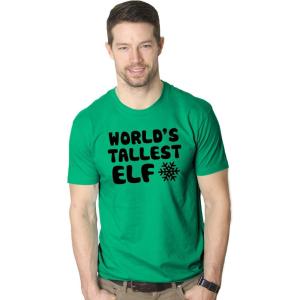 World’s Tallest Elf T Shirt Funny Sarcastic Christmas Tee for Holiday Party(Green)