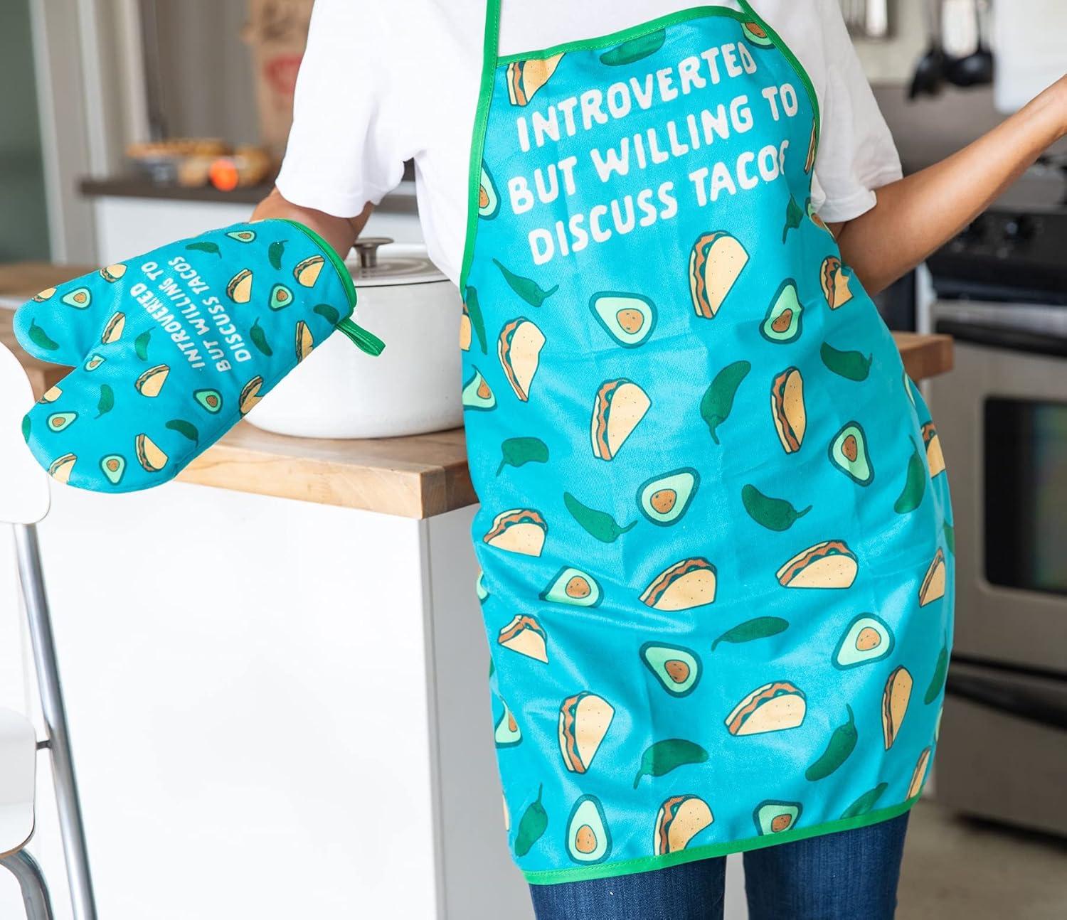 imageCrazy Dog TShirts Introverted But Willing to Discuss Tacos Funny Cinco De Mayo Graphic Kitchen Accessories Funny Graphic Kitchenwear Cinco De Mayo Cool Food Novelty Discuss Oven Mitt Apron