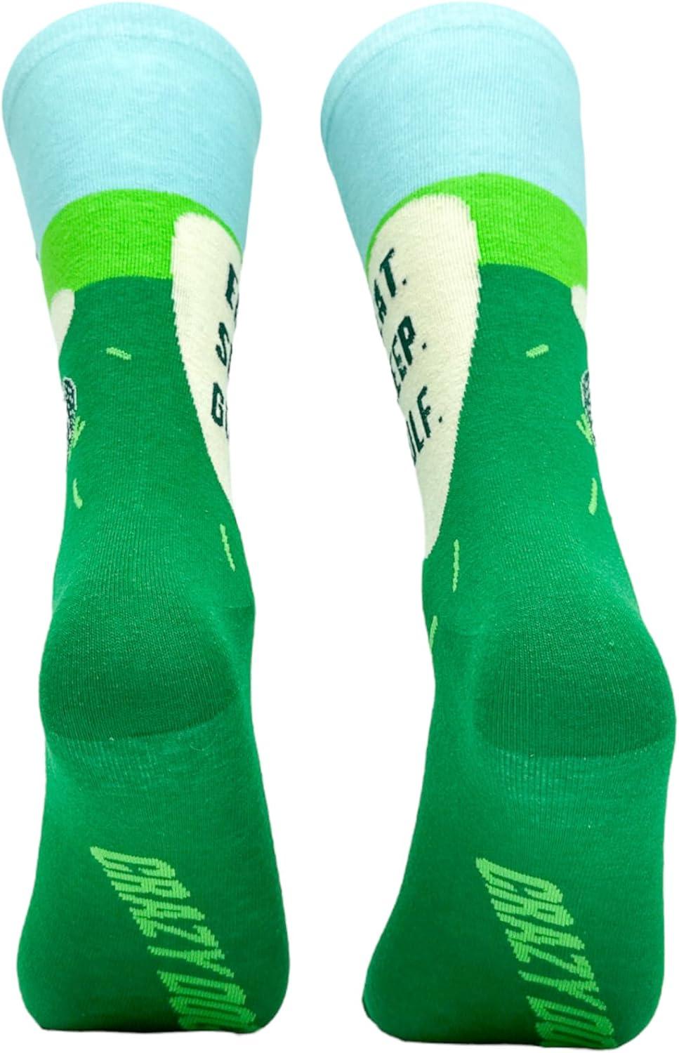 imageCrazy Dog TShirts Mens Funny Golf Socks Sports Crews for Guys with Fun Clubhouse SayingsEat Sleep Golf