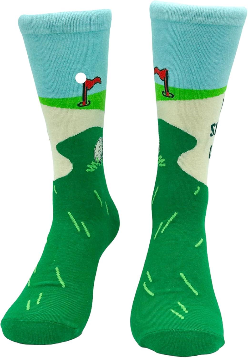 imageCrazy Dog TShirts Mens Funny Golf Socks Sports Crews for Guys with Fun Clubhouse SayingsEat Sleep Golf