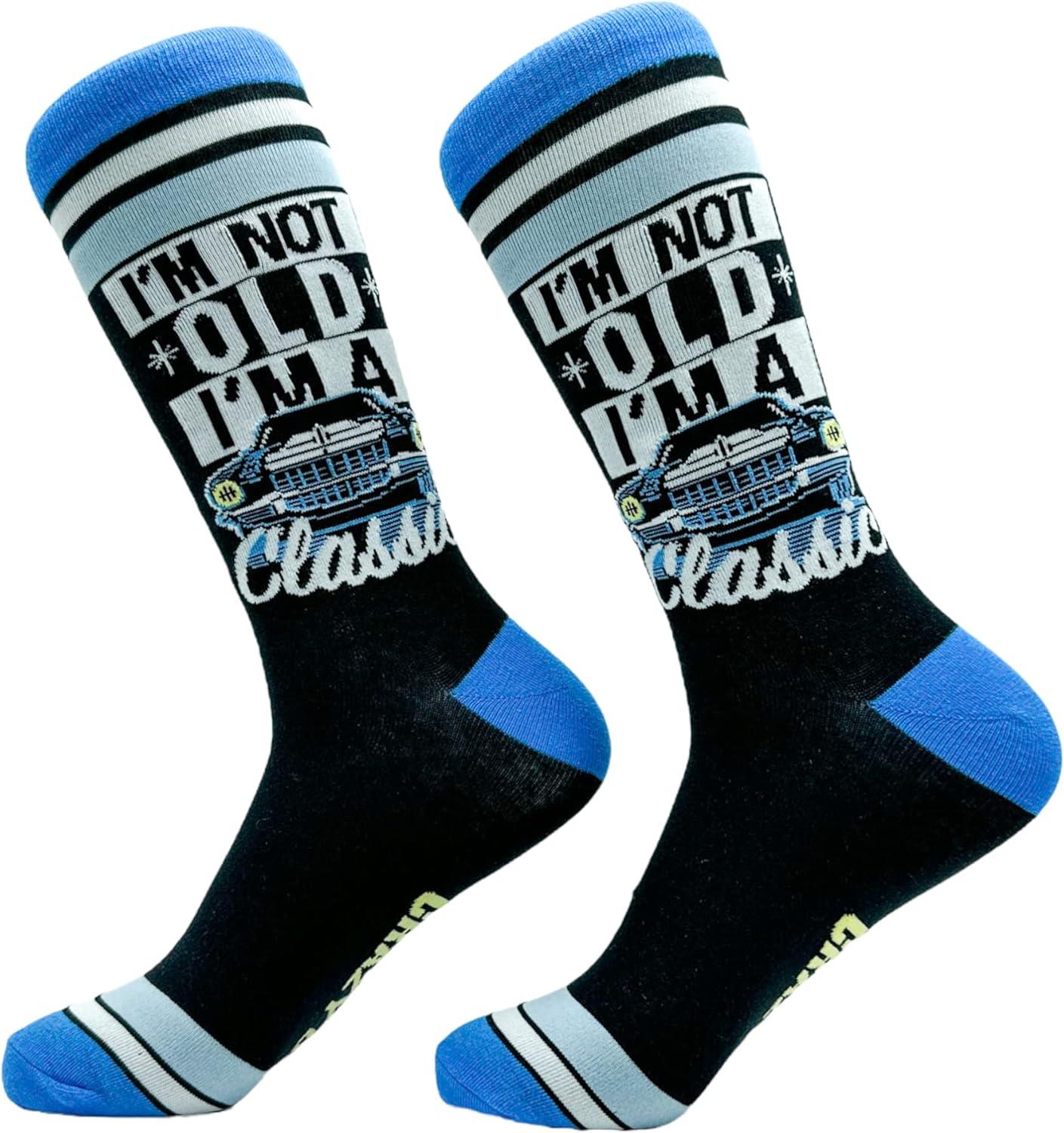 imageCrazy Dog TShirts Mens Funny Golf Socks Sports Crews for Guys with Fun Clubhouse SayingsIm a Classic