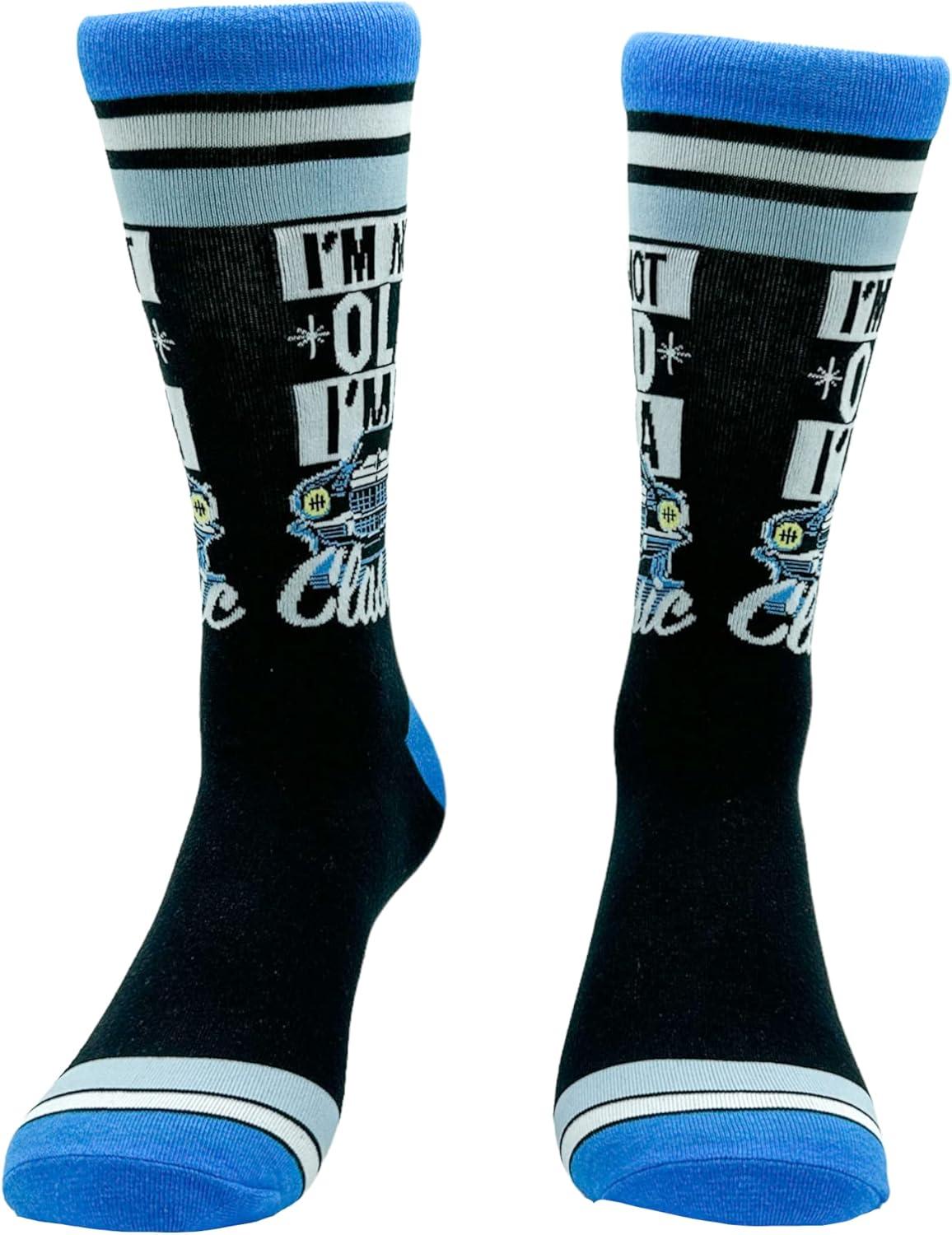 imageCrazy Dog TShirts Mens Funny Golf Socks Sports Crews for Guys with Fun Clubhouse SayingsIm a Classic