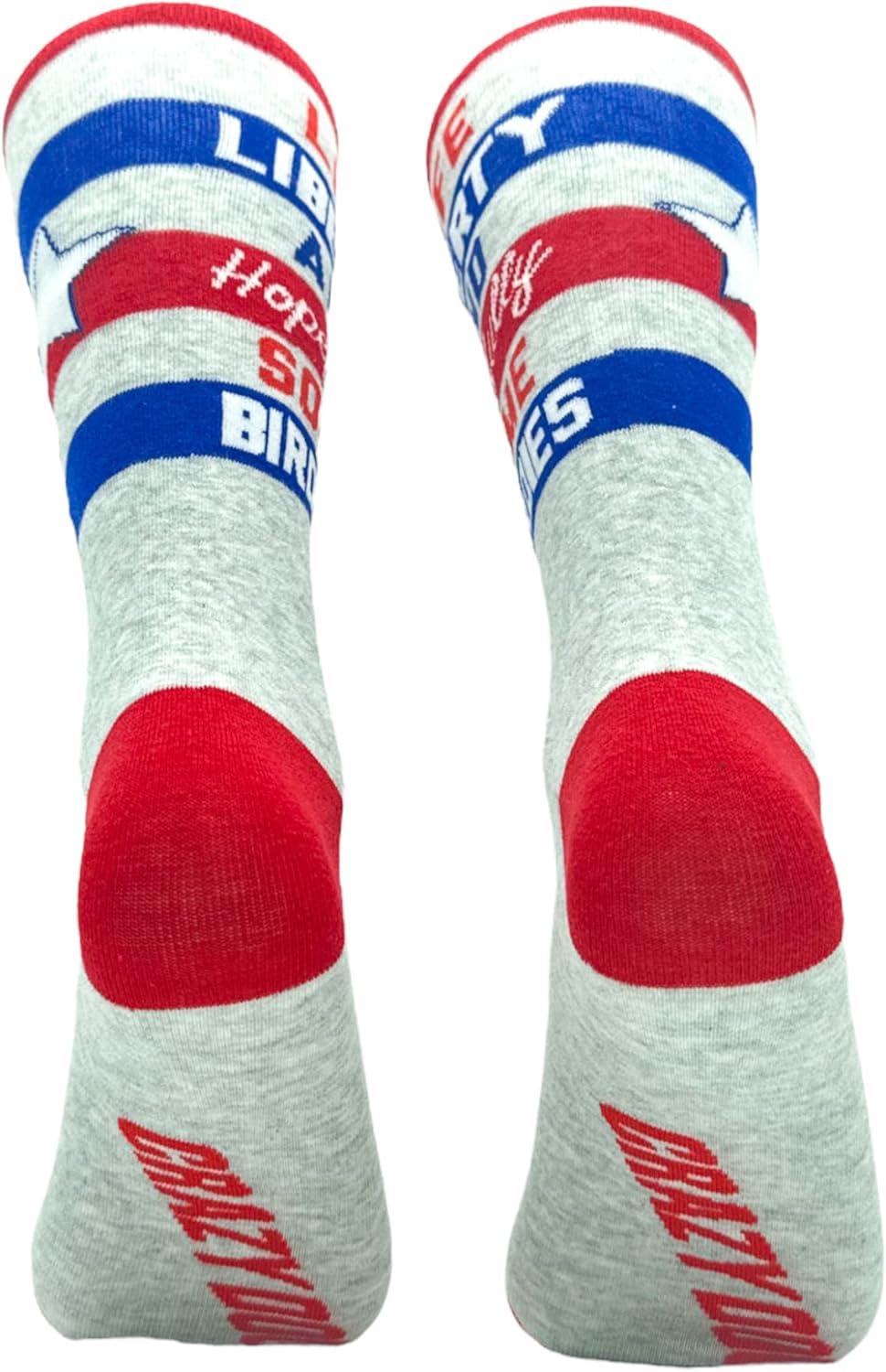 imageCrazy Dog TShirts Mens Funny Golf Socks Sports Crews for Guys with Fun Clubhouse SayingsLife Liberty Birdies