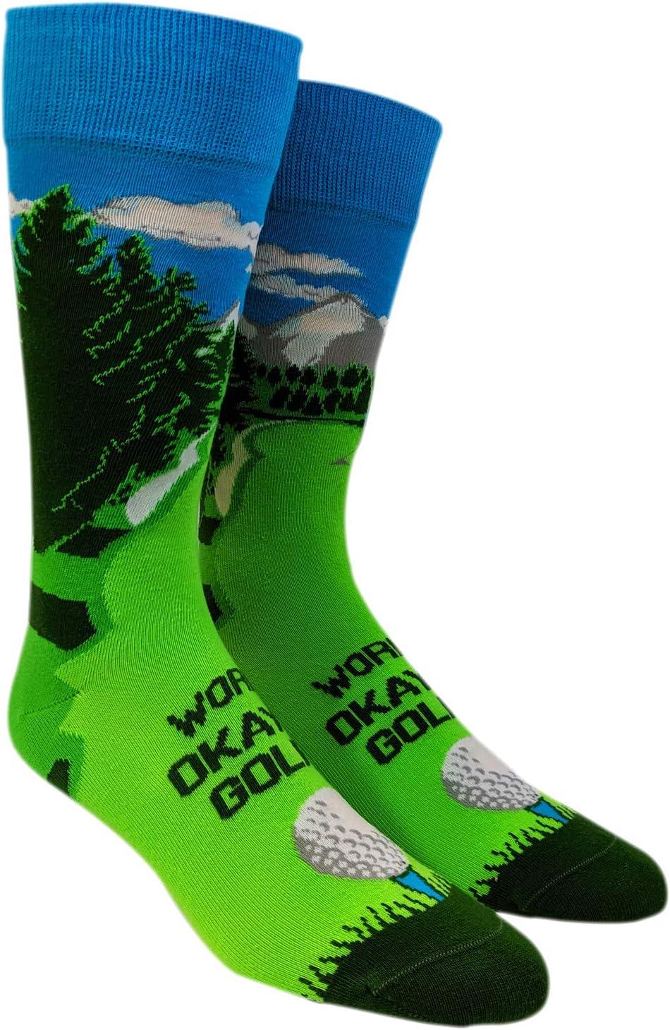 imageCrazy Dog TShirts Mens Funny Golf Socks Sports Crews for Guys with Fun Clubhouse SayingsOkayest Golfer