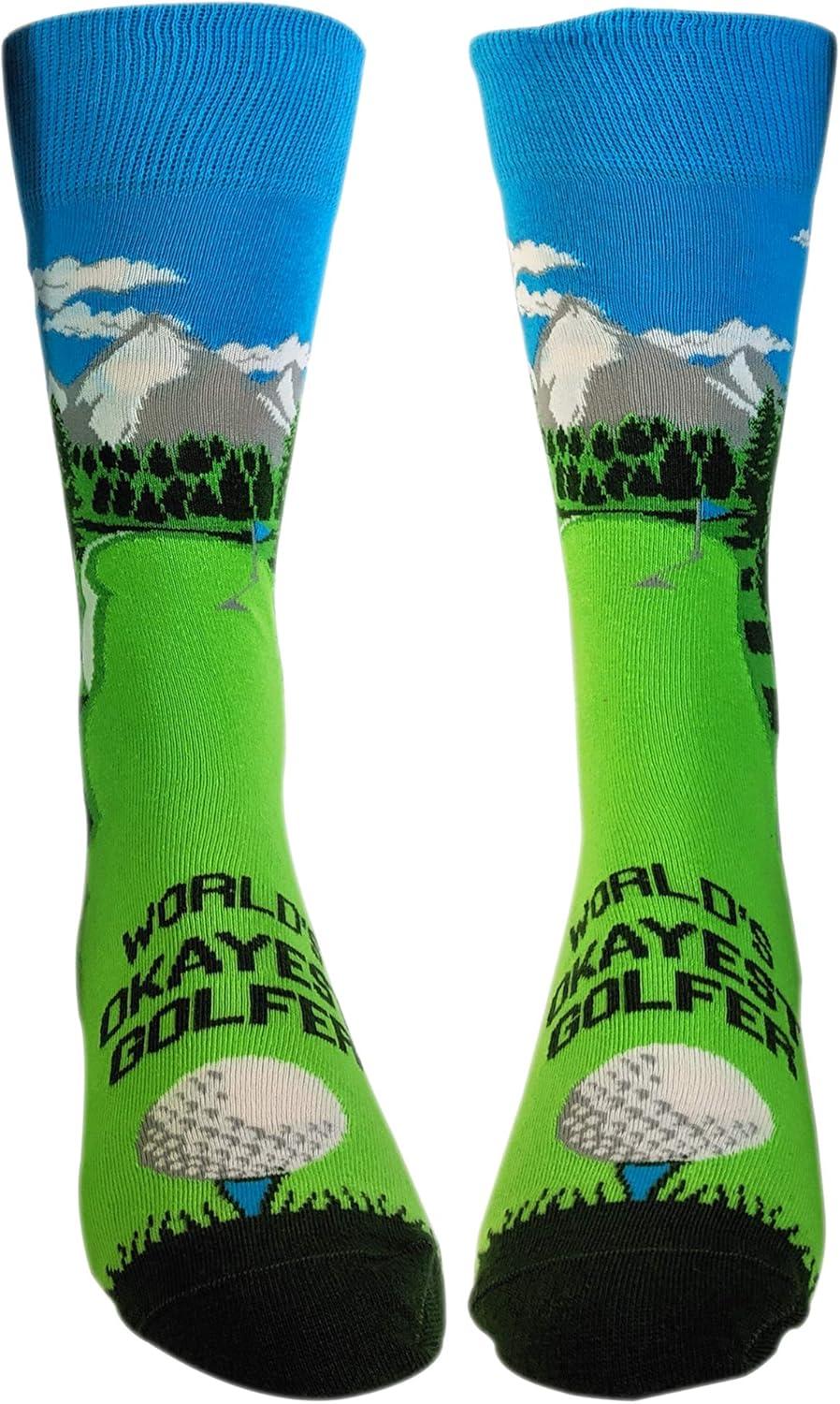 imageCrazy Dog TShirts Mens Funny Golf Socks Sports Crews for Guys with Fun Clubhouse SayingsOkayest Golfer