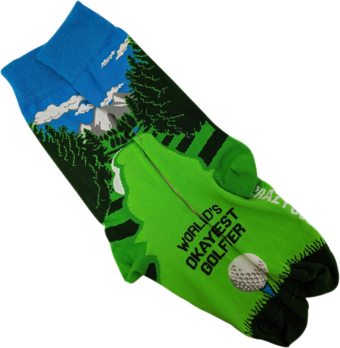 imageCrazy Dog TShirts Mens Funny Golf Socks Sports Crews for Guys with Fun Clubhouse SayingsOkayest Golfer
