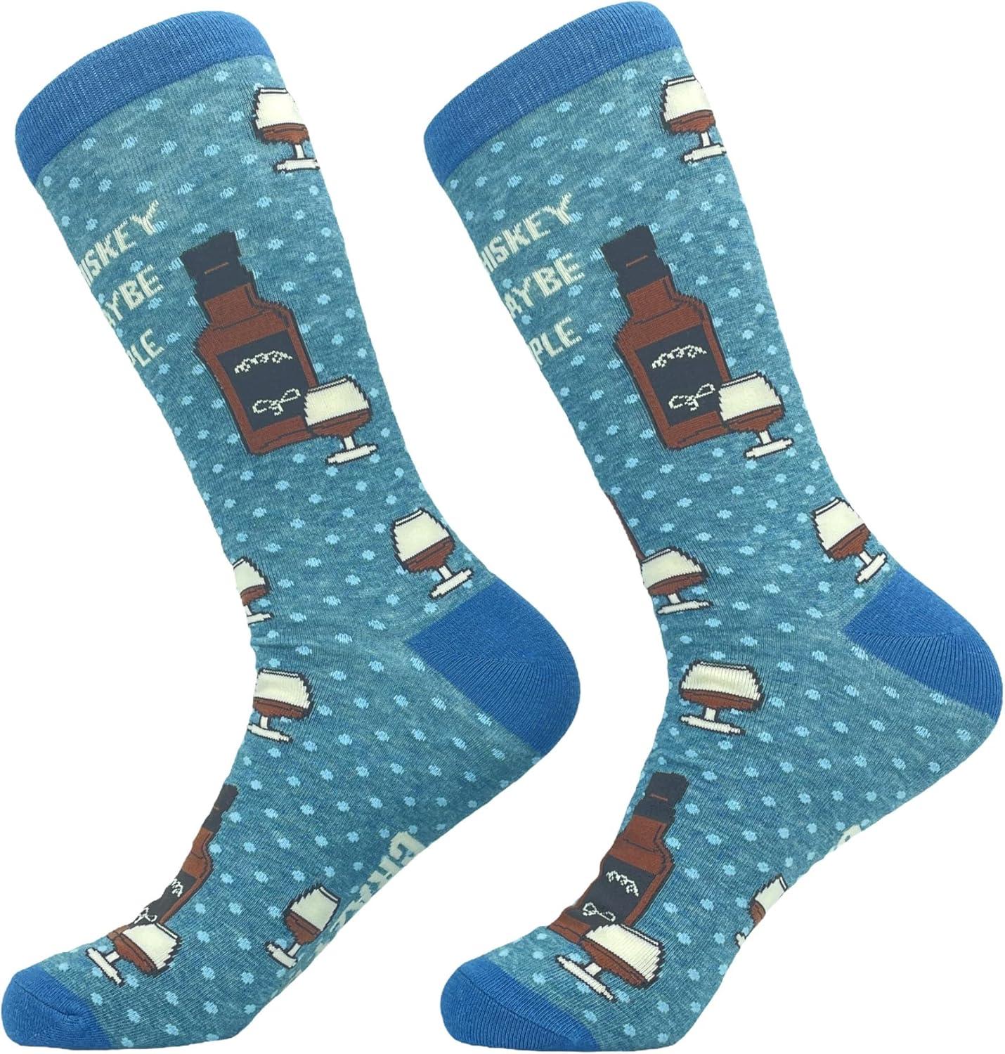 imageCrazy Dog TShirts Mens Funny Golf Socks Sports Crews for Guys with Fun Clubhouse SayingsWhiskey and 3 People