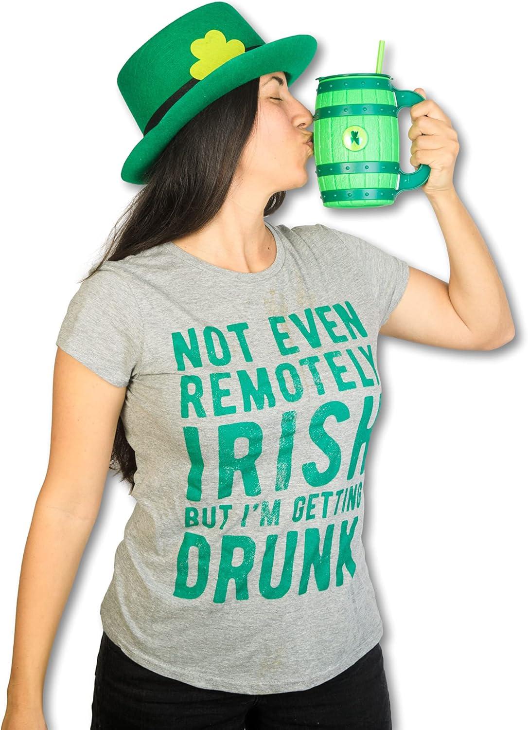 imageWomens Not Even Remotely Irish But Im Drunk T Shirt St Funny Saint Patricks DayLight Heather Grey Remotely Irish
