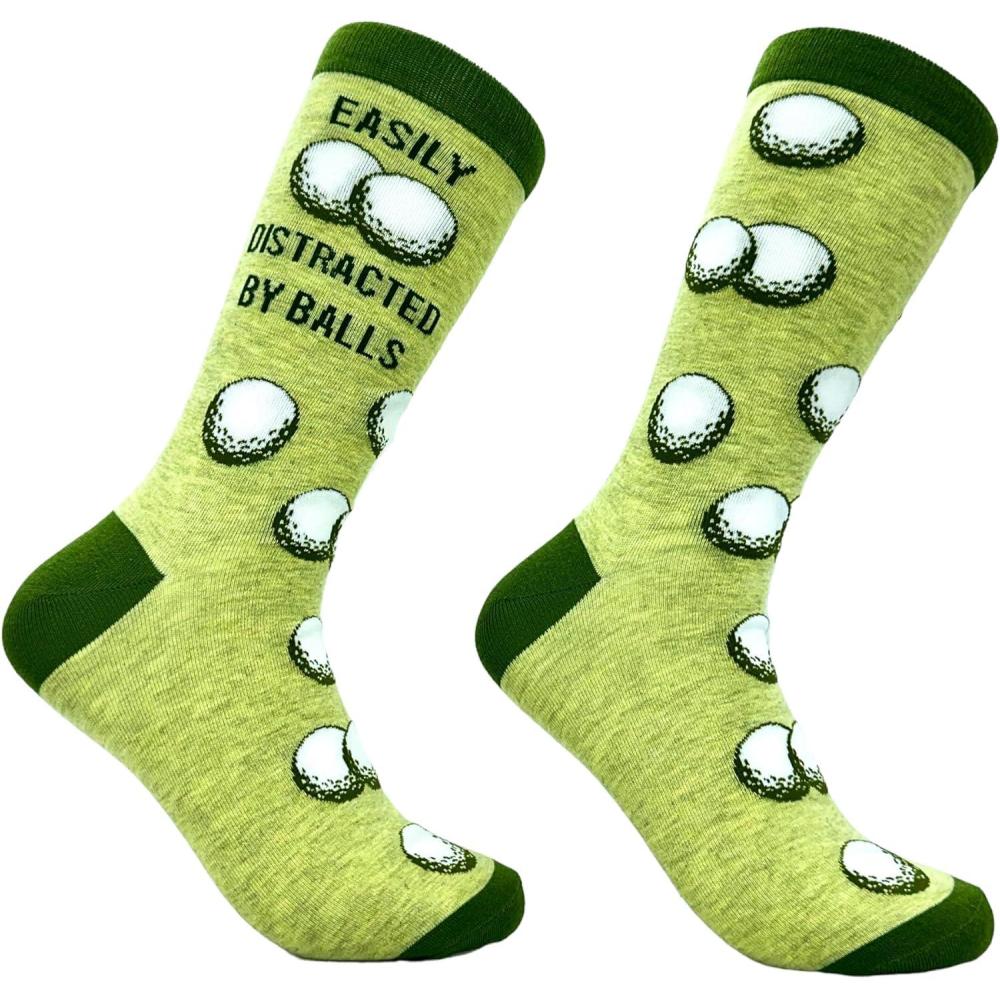 imageCrazy Dog TShirts Mens Funny Golf Socks Sports Crews for Guys with Fun Clubhouse SayingsDistracted By Balls