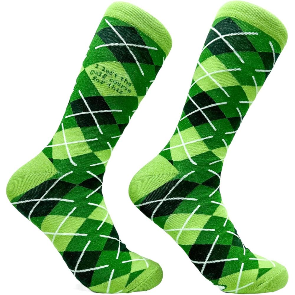 imageCrazy Dog TShirts Mens Funny Golf Socks Sports Crews for Guys with Fun Clubhouse SayingsGolf Course