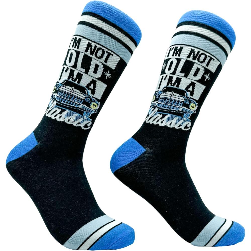 imageCrazy Dog TShirts Mens Funny Golf Socks Sports Crews for Guys with Fun Clubhouse SayingsIm a Classic
