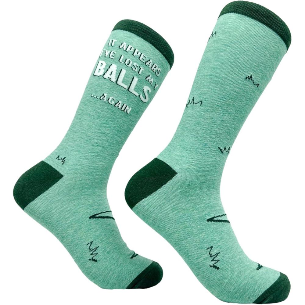 imageCrazy Dog TShirts Mens Funny Golf Socks Sports Crews for Guys with Fun Clubhouse SayingsLost My Balls
