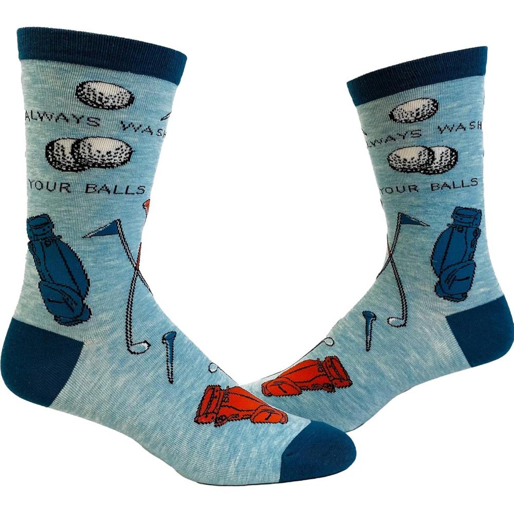 imageCrazy Dog TShirts Mens Funny Golf Socks Sports Crews for Guys with Fun Clubhouse SayingsWash Balls
