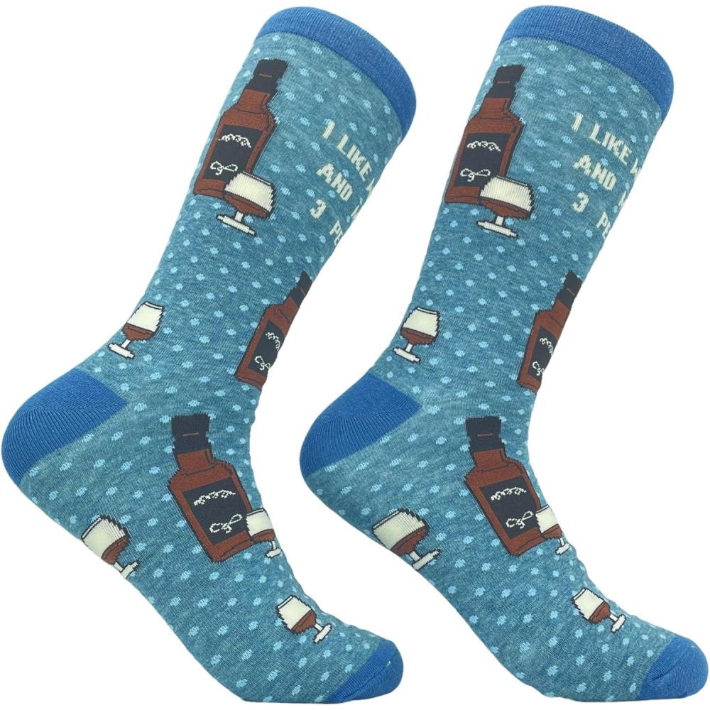 imageCrazy Dog TShirts Mens Funny Golf Socks Sports Crews for Guys with Fun Clubhouse SayingsWhiskey and 3 People