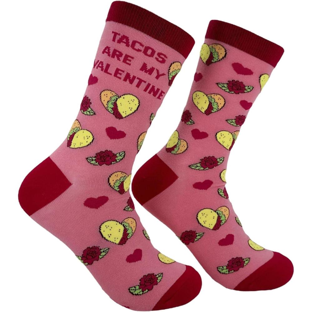 imageCrazy Dog TShirts Womens Tacos Are My Valentine Socks Funny Sarcastic Valentines Day Graphic Novelty Footwear for Ladies