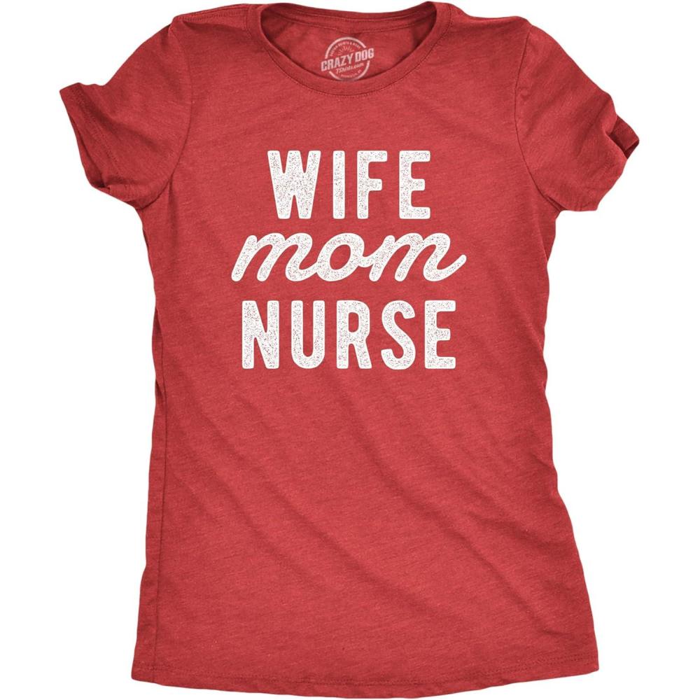 imageCrazy Dog TShirts womens 024badassmomgroupwmnHeather Red Wife Mom Nurse