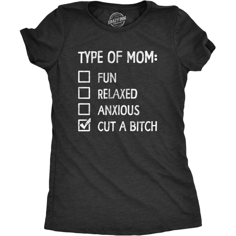 imageFunny Mom Shirts for Cool Moms with Hustle Sarcastic Mothers Day Tees with Funny SayingsHeather Black Cut a B