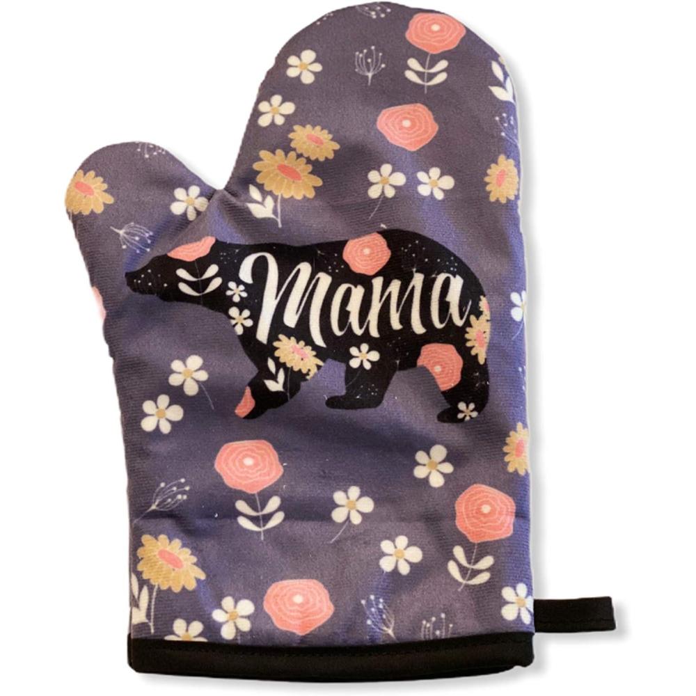 imageMama Bear Oven Mitt Cute Mothers Day Cooking Baking Graphic Kitchen Accessories Funny Graphic Kitchenwear Mothers Day Cool Animal Novelty Cookware Purple Oven MittOven Mitt