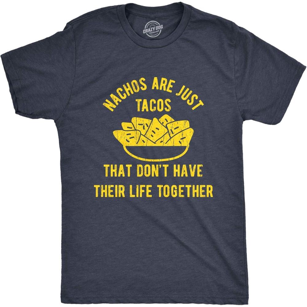 imageMens Nachos are Just Tacos Relationship TShirt Hilarious Saying Nerdy Joke TopHeather Navy