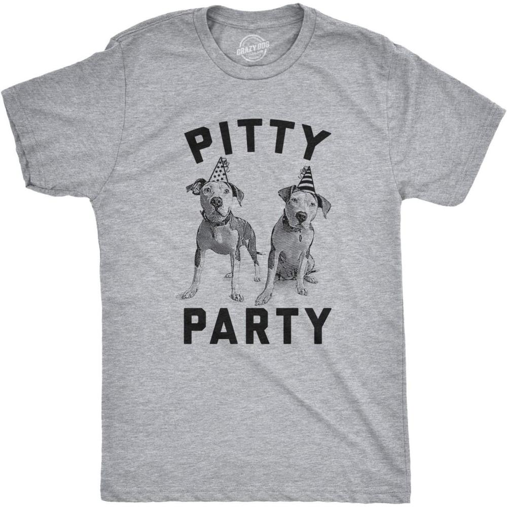 imageMens Pitty Party T Shirt Cute Pitbull Dog Tee Gift for Pet OwnerLight Heather Grey