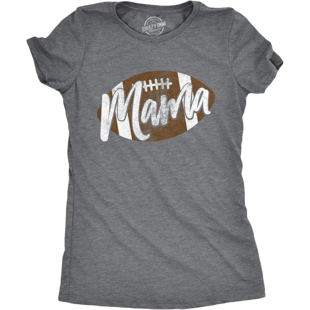 imageWomens Football Mama T Shirt Cute Pee Wee League Mom TeeDark Heather Grey