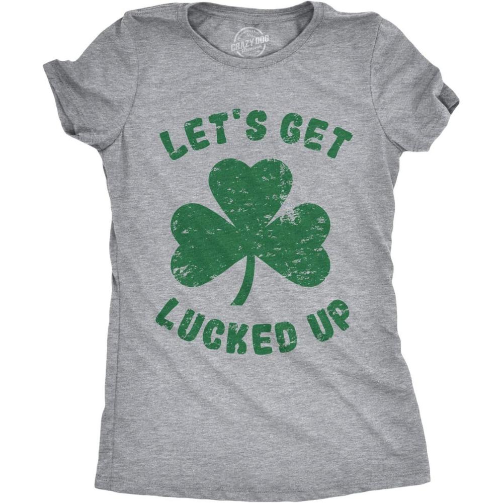 imageWomens Lets Get Lucked Up T Shirt Funny Saint Patricks Day Lucky Drinking TeeLight Heather Grey