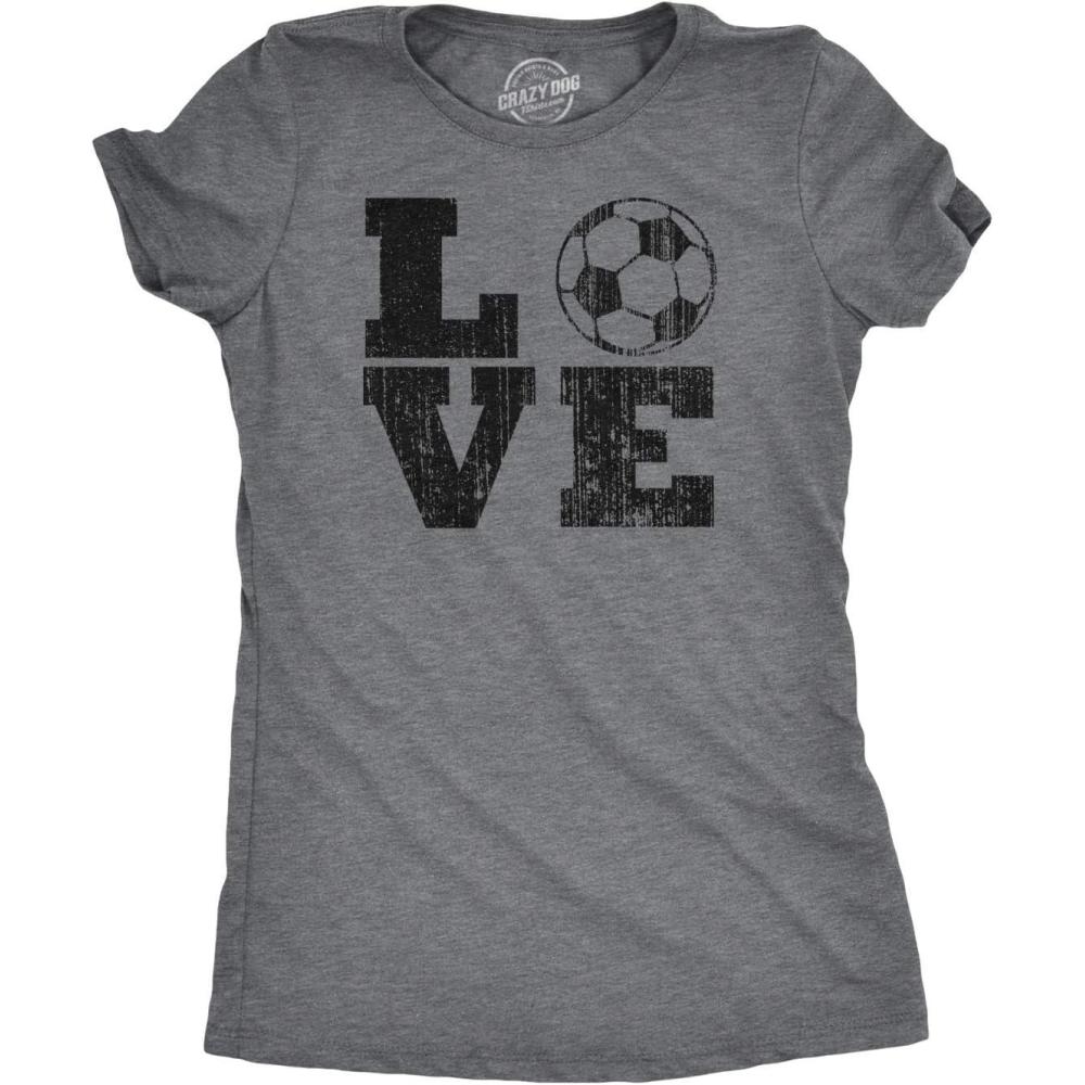imageWomens Love Soccer T Shirt for Mom Funny Vintage Graphic Cool LadiesDark Heather Grey