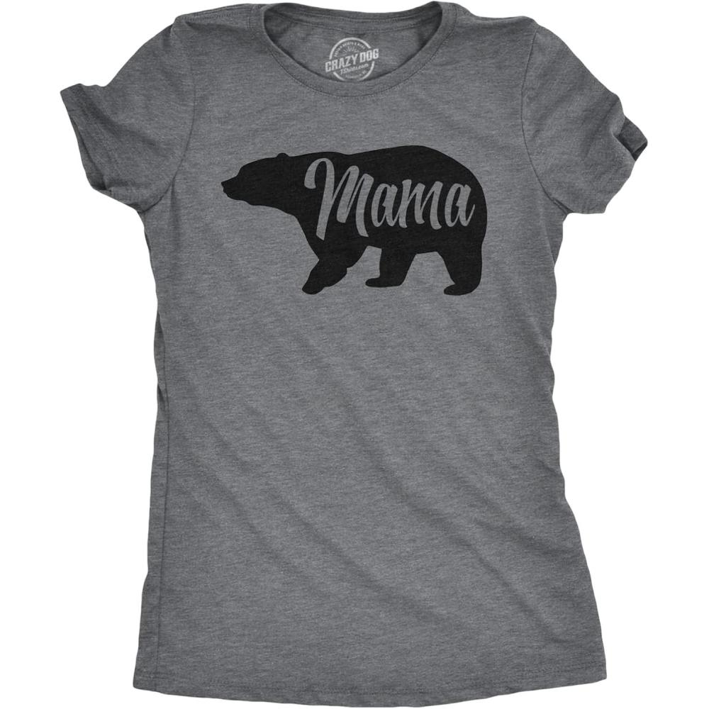 imageWomens Mama Bear T Shirt Cute Funny Best Mom of Boys Girls Cool Mother TeeDark Heather Grey