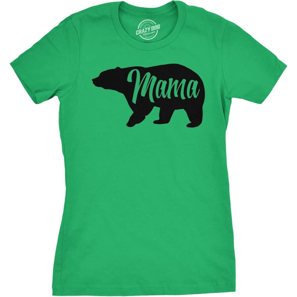 imageWomens Mama Bear T Shirt Cute Funny Best Mom of Boys Girls Cool Mother TeeGreen