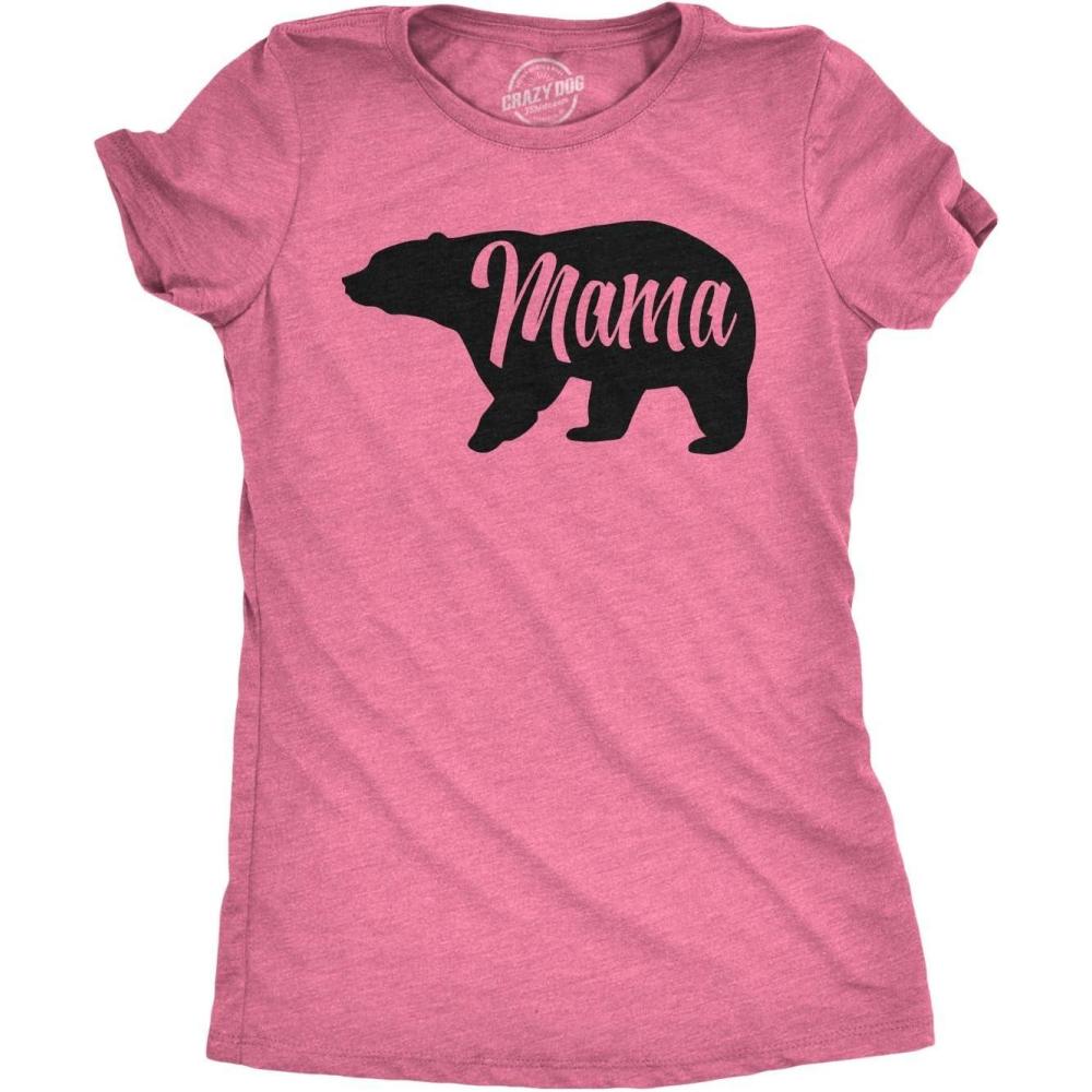 imageWomens Mama Bear T Shirt Cute Funny Best Mom of Boys Girls Cool Mother TeeHeather Pink