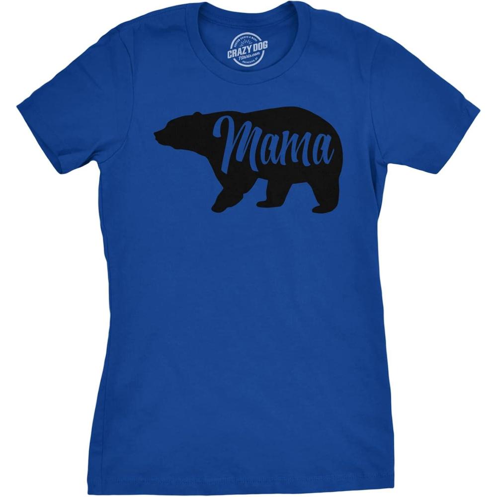 imageWomens Mama Bear T Shirt Cute Funny Best Mom of Boys Girls Cool Mother TeeHeather Royal