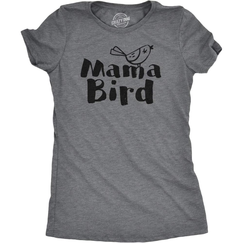 imageWomens Mama Duck T Shirt Cute Bird mom Gift for Pet Owner or LoverDark Heather Grey Mama Bird