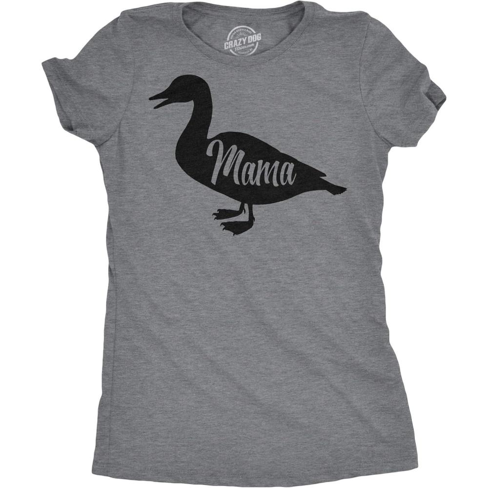 imageWomens Mama Duck T Shirt Cute Bird mom Gift for Pet Owner or LoverDark Heather Grey
