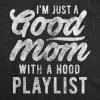 Crazy Dog T-Shirts womens 024badassmomgroupwmn(Heather Black – Hood Playlist)