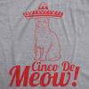 Mens Cinco De Meow Funny Sarcastic Cat Mexican Sombrero T Shirt(Light Heather Grey)