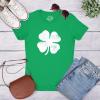 Womens Four Leaf Clover T Shirt Funny Saint Patricks Day Shamrock Lucky Irish(Green)