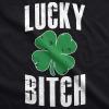 Womens Lucky Bitch T Shirt Cute Shamrock Saint Patricks Day Tee St Patty Outfit(Black)