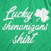 Womens Lucky Shenanigans Shirt Funny Saint Patricks Day Parade Tee(Heather Green)