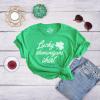 Womens Lucky Shenanigans Shirt Funny Saint Patricks Day Parade Tee(Heather Green)