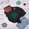 Womens Rub Me for Luck T Shirt Funny Saint Patricks Day Shamrock St Patty Tee(Heather Black)