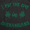 Womens Saint Patricks Day T Shirts Funny Shenanigans Clover Graphic Tees for Women(Heather Black – Shenanigans)