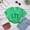 Womens Saint Patricks Day T Shirts Funny Shenanigans Clover Graphic Tees for Women(Heather Green – Lit Shamrock)