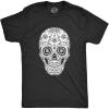 Mens Sugar Skull Cool Mexican Crystal Day of The Dead Mask T Shirt(Heather Black – Sugar Skull)
